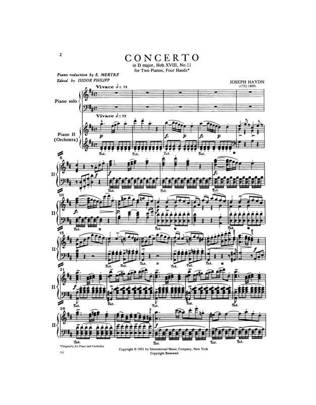 Haydn Joseph - Concerto For Piano & Orchestra In D Major, Hob. XVIII, No. 11