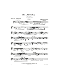 Pablo De Sarasate - Malaguena, For Violin & Piano, Op. 21, No. 1