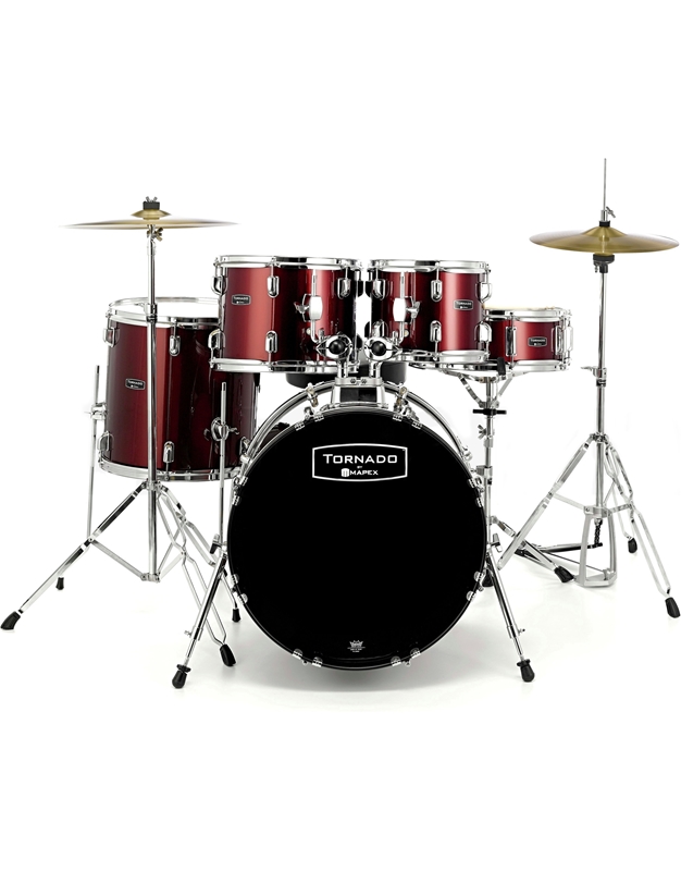 MAPEX TND5844FTC Tornado Jazz Dark Red Drum Set with Hardware and Cymbals