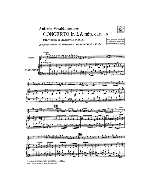VIVALDI - Concerto in A Minor Op.3 N. 6
