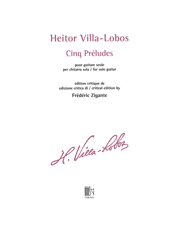 Heitor Villa - Lobos - Cinq Preludes Pour Solo Guitar