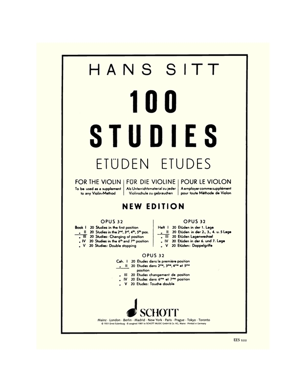 Sitt Hans - 100 Studies For Violin Op. 32 (New Edition) book 2