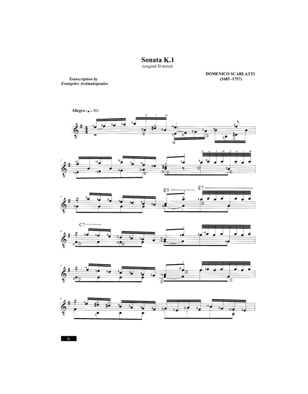 Scarlatti Domenico - 30 Sonatas For Solo Guitar, Mεταγραφή Ασημακόπουλος Ευάγγελος