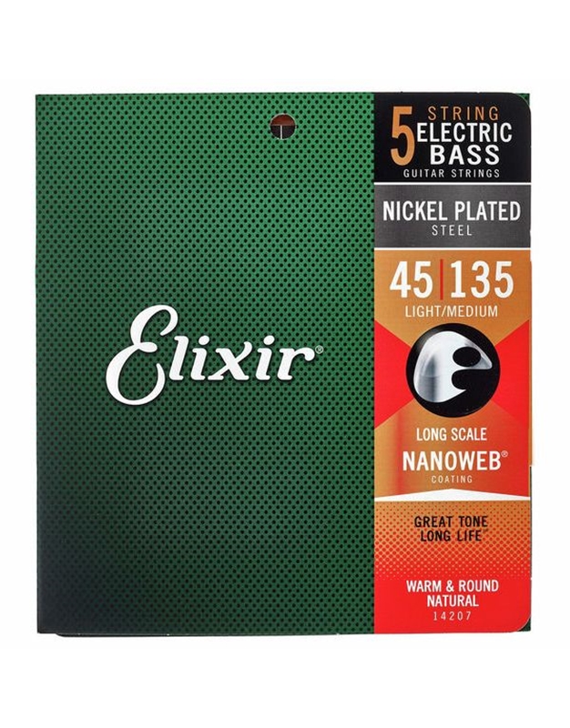 ELIXIR 14207 Nanoweb Light/Medium 5-Strings Electric Bass Strings (045 - 135)