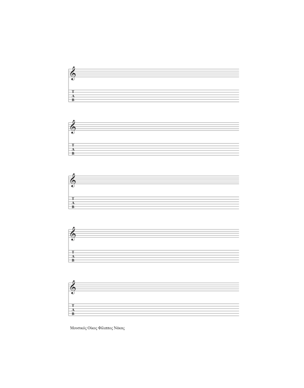 Notebook With Guitar Staff & Tablature Spiral (50 Sheets 5 Systems Staves/Page)