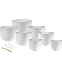 MEINL Sonic Energy CSBSETCHA Crystal Singing Bowls Chakra Set White Frosted 7 Pieces Set w/ Accessories