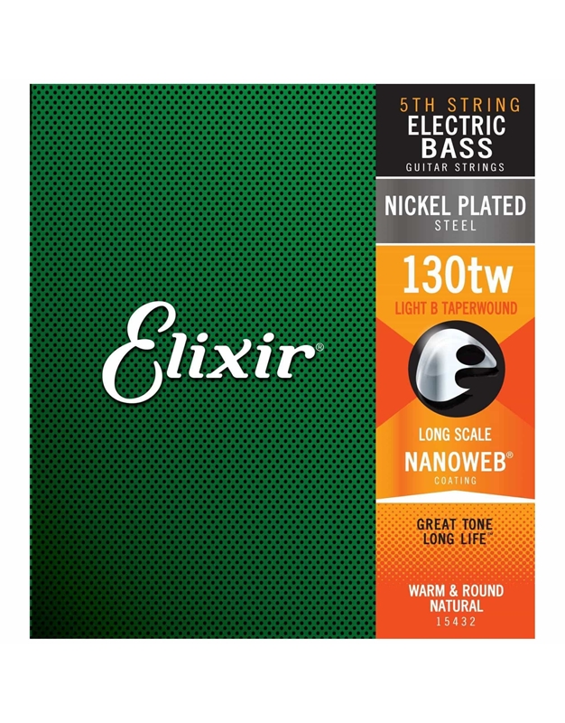 ELIXIR 15432 5th  Light B 130 TW Single Electric Bass String  (130)